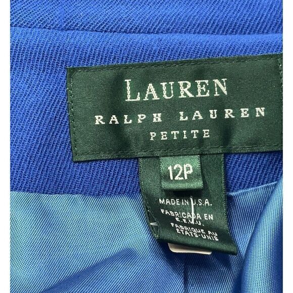 Ralph Lauren Vintage Ivory Double Breasted Blazer Wool Notch Collar Size 12 Blue - Picture 3 of 4
